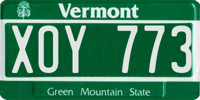 VT license plate XOY773