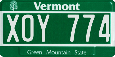 VT license plate XOY774