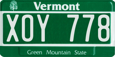 VT license plate XOY778