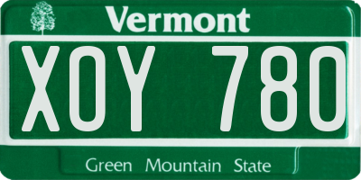 VT license plate XOY780