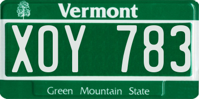 VT license plate XOY783