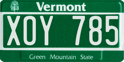 VT license plate XOY785