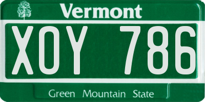 VT license plate XOY786