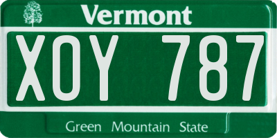 VT license plate XOY787
