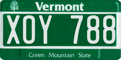 VT license plate XOY788