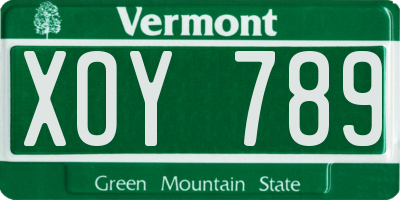 VT license plate XOY789