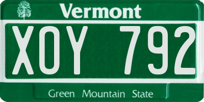 VT license plate XOY792