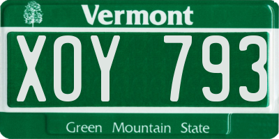 VT license plate XOY793