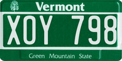 VT license plate XOY798