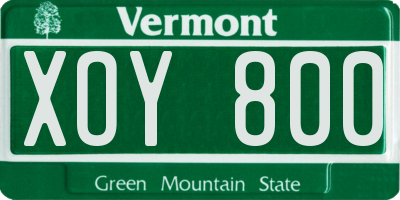 VT license plate XOY800