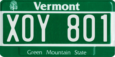 VT license plate XOY801