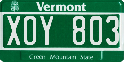 VT license plate XOY803