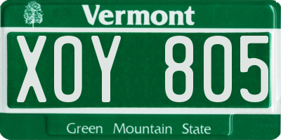 VT license plate XOY805