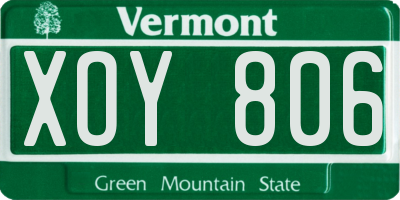 VT license plate XOY806