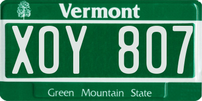 VT license plate XOY807