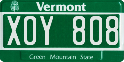 VT license plate XOY808