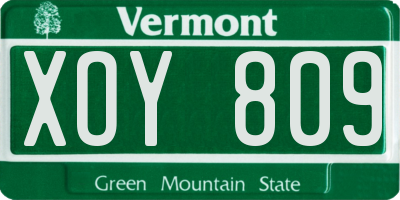VT license plate XOY809