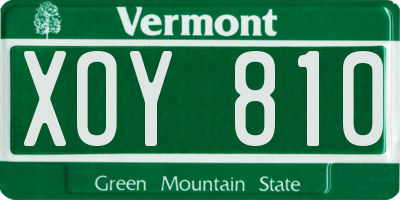 VT license plate XOY810