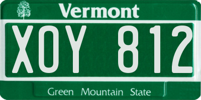 VT license plate XOY812