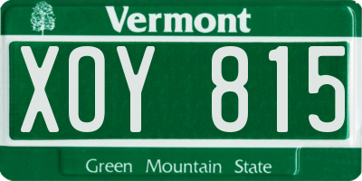 VT license plate XOY815