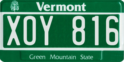 VT license plate XOY816