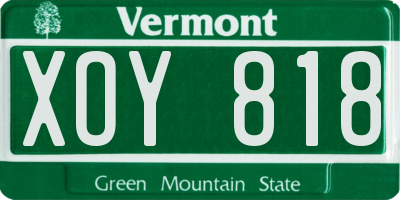 VT license plate XOY818