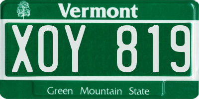 VT license plate XOY819