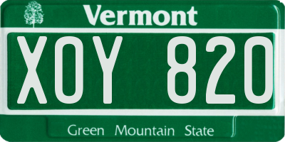 VT license plate XOY820