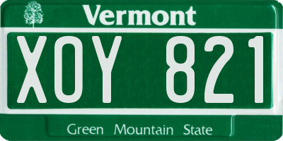 VT license plate XOY821