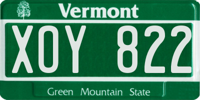 VT license plate XOY822