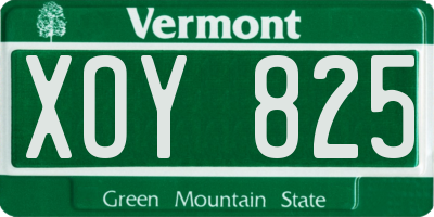 VT license plate XOY825