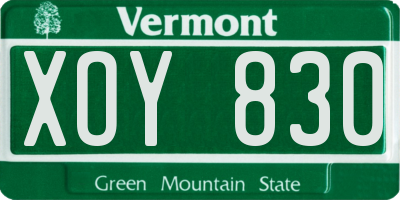 VT license plate XOY830