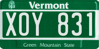 VT license plate XOY831
