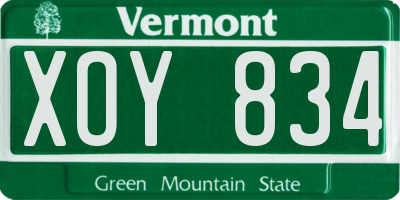 VT license plate XOY834
