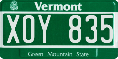 VT license plate XOY835