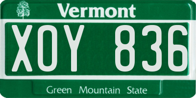 VT license plate XOY836