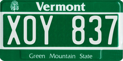 VT license plate XOY837
