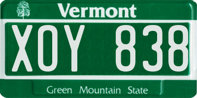 VT license plate XOY838