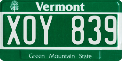VT license plate XOY839