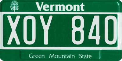 VT license plate XOY840
