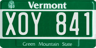 VT license plate XOY841