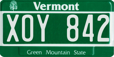 VT license plate XOY842