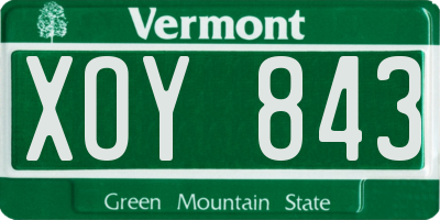 VT license plate XOY843