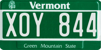 VT license plate XOY844