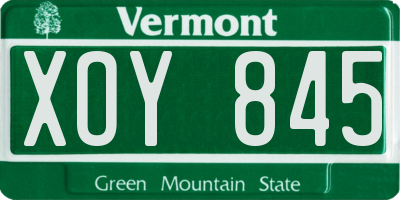 VT license plate XOY845