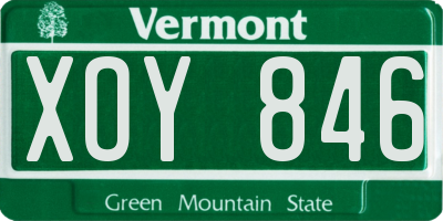 VT license plate XOY846