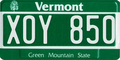 VT license plate XOY850