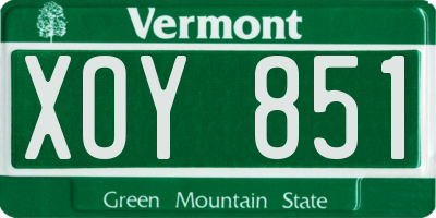 VT license plate XOY851