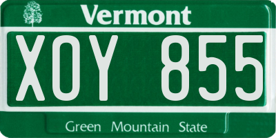 VT license plate XOY855