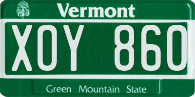 VT license plate XOY860